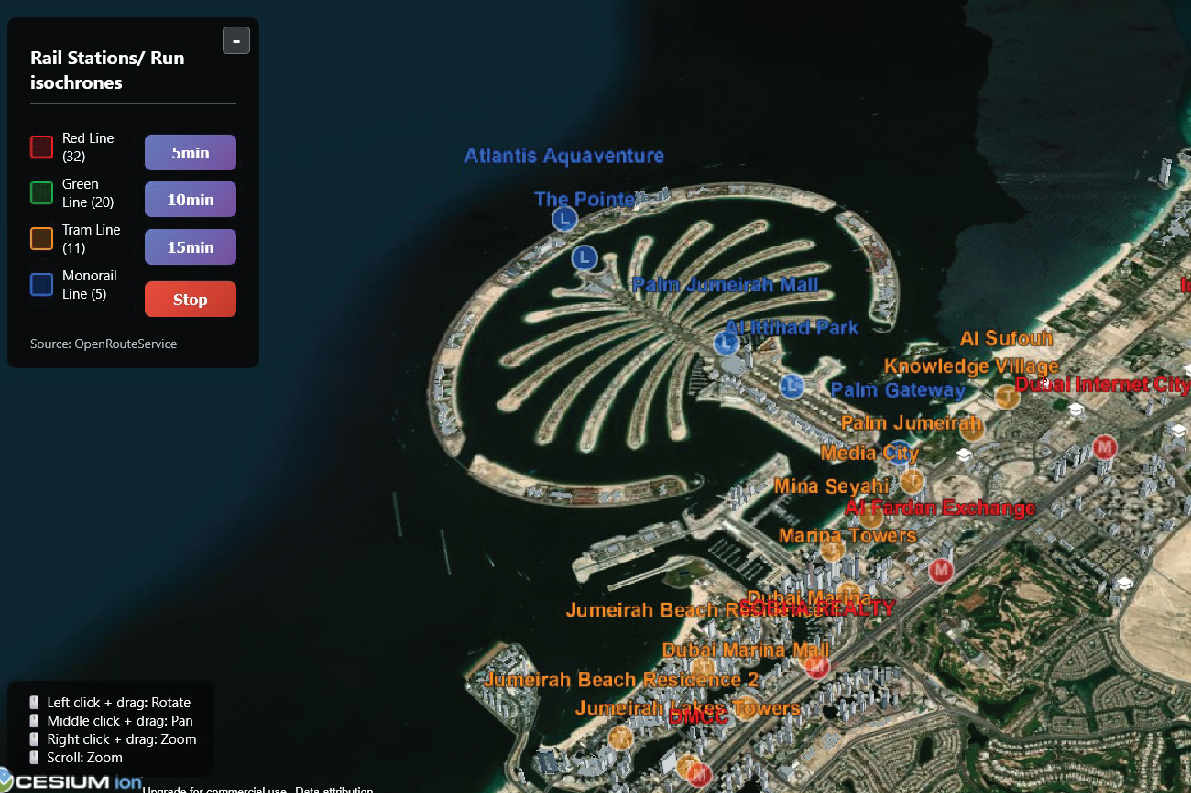10-min accessibility map Dubai