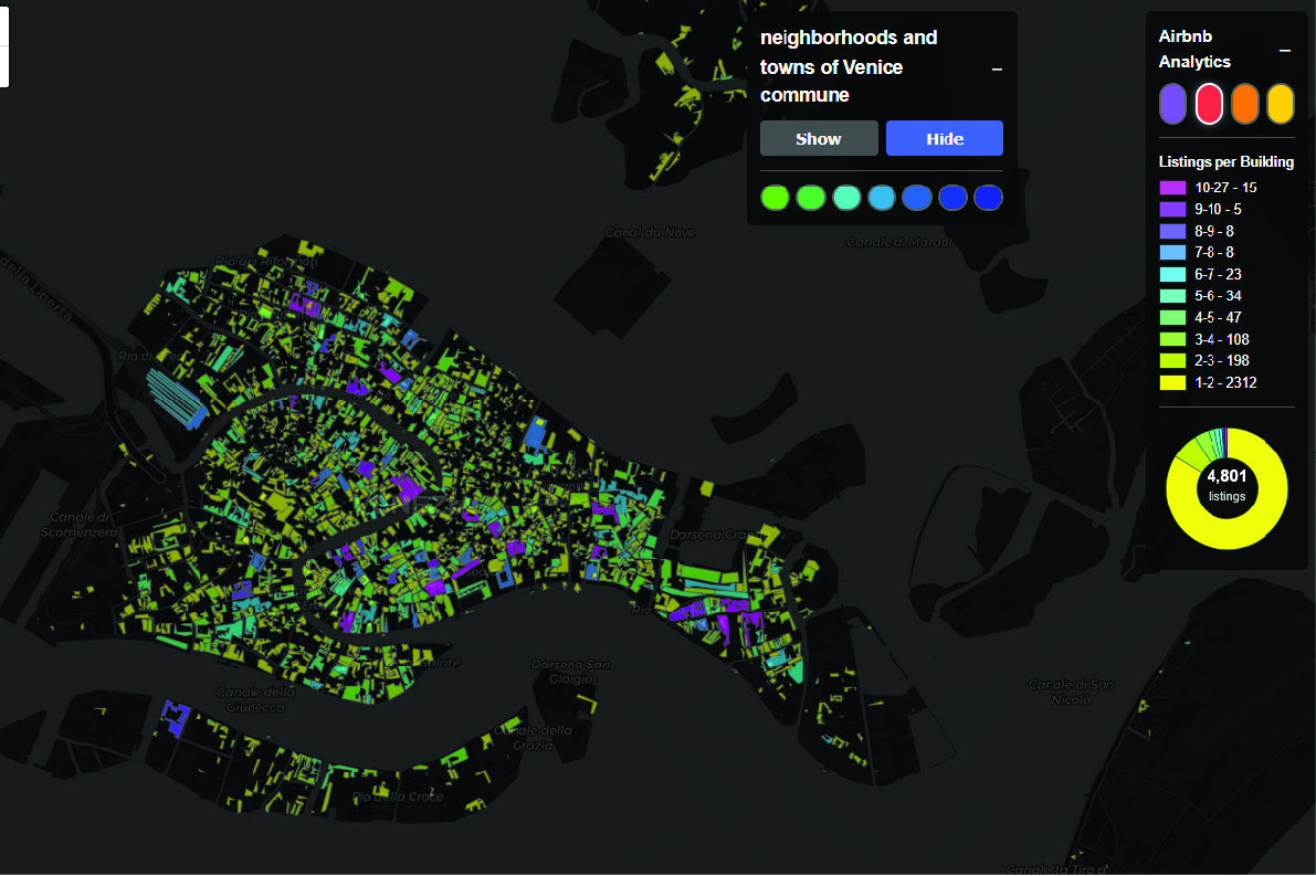 airbnb industry of Greater Venezia